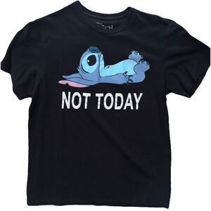 Disney Stitch Graphic Print T Shirt Small Black Not Today Lilo & Stitch Quote